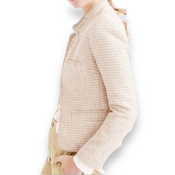 J.Crew Metallic Tweed Blazer Jacket in Off White - Size 10 ** - Picture 3 of 15